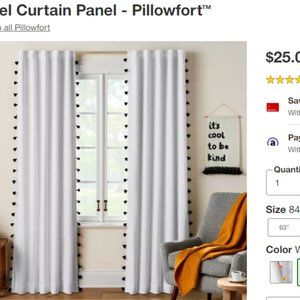 Blackout Tassel Curtain Panel - White/Black